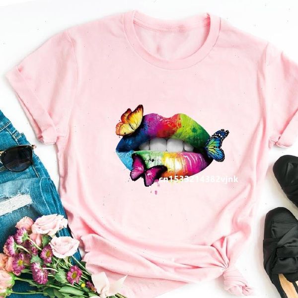 women colorful lips butterflies harajuk print t shirt 2021 summer fashion short sleeved t shirt girl drop ship, White
women colorful lips butterflies harajuk print t shirt 2021 summer fashion short sleeved t shirt girl drop ship, White