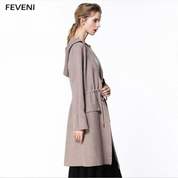 women's trench coats women long cardigan knitted vintage jackets 2021 autumn waist belt ol style slim sweater with hooded khaki y03157, Tan;black
women's trench coats women long cardigan knitted vintage jackets 2021 autumn waist belt ol style slim sweater with hooded khaki y03157, Tan;black