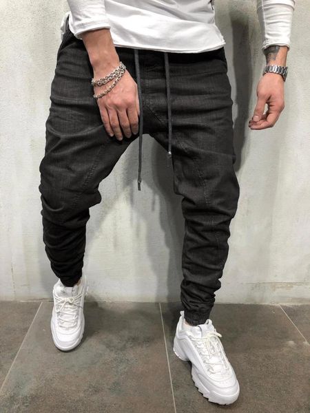 men's pants jeans drawstring harem pencil trousers loose jogging denim casual korean ankle streetwear, Black
men's pants jeans drawstring harem pencil trousers loose jogging denim casual korean ankle streetwear, Black