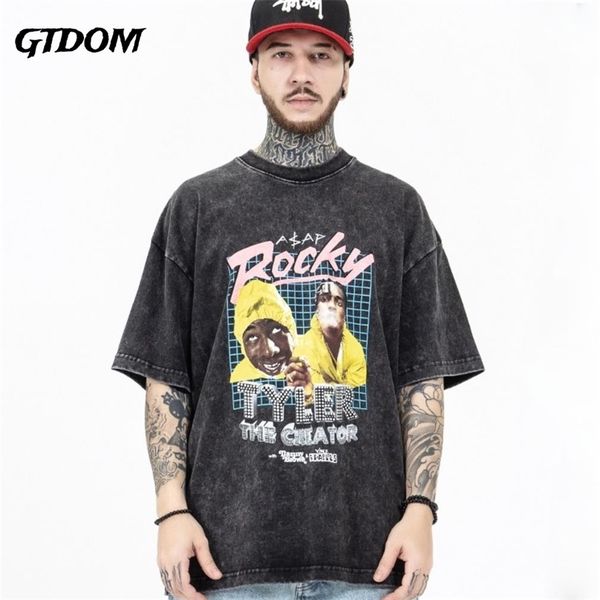 gtdom men 2021 summer new popular european and american funny character street retro hip-hop loose oversize t-shirt couple, White;black
gtdom men 2021 summer new popular european and american funny character street retro hip-hop loose oversize t-shirt couple, White;black