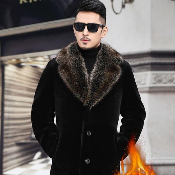 men's leather & faux real fur coat men sheep shearing winter mink collar hooded wool jacket for mens clothing plus size casaco 625 yy88, Black
men's leather & faux real fur coat men sheep shearing winter mink collar hooded wool jacket for mens clothing plus size casaco 625 yy88, Black