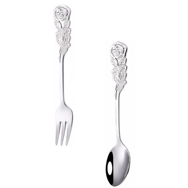 1 set retro tableware rose fork spoon set kitchen tableware dessert spork 
1 set retro tableware rose fork spoon set kitchen tableware dessert spork
