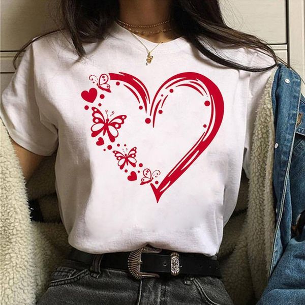 red butterfly heart print womens fashion harajuku graphic tee female summer ladies cute shirts, White
red butterfly heart print womens fashion harajuku graphic tee female summer ladies cute shirts, White