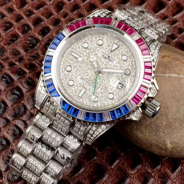 wristwatches men red blue bezel full iced diamond watch automatic mechanical stainless steel sapphire gmt, Slivery;brown
wristwatches men red blue bezel full iced diamond watch automatic mechanical stainless steel sapphire gmt, Slivery;brown