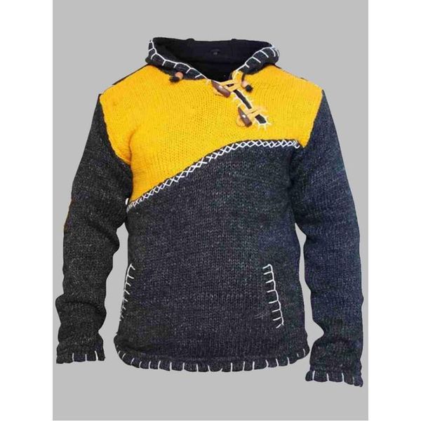 20212020 new men's fashion color contrast stitching long sleeve hooded sweater large size coat, White;black
20212020 new men's fashion color contrast stitching long sleeve hooded sweater large size coat, White;black