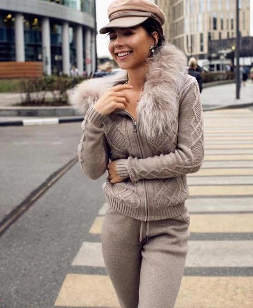 women's two piece pants luxury pieces real fur cashmere sets wool suits female beading mink knit pullover + f654w, White
women's two piece pants luxury pieces real fur cashmere sets wool suits female beading mink knit pullover + f654w, White
