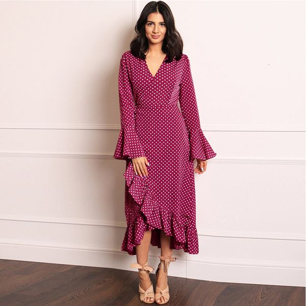 2021 new autumn boho style mid-calf fashion flare sleeve v-neck polka dot a-line party elegant vestidos awia, Black;gray
2021 new autumn boho style mid-calf fashion flare sleeve v-neck polka dot a-line party elegant vestidos awia, Black;gray
