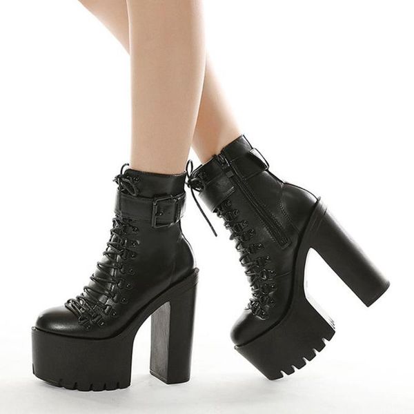 boots brand cross-tied platform square high heels buckles cool chic motorcycles stylish winter shoes women, Black
boots brand cross-tied platform square high heels buckles cool chic motorcycles stylish winter shoes women, Black