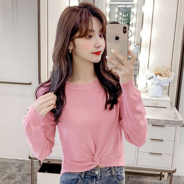 crew neck high waist short women's early spring 2021 new fashion knot show slim long sleeve t-shirt, White
crew neck high waist short women's early spring 2021 new fashion knot show slim long sleeve t-shirt, White