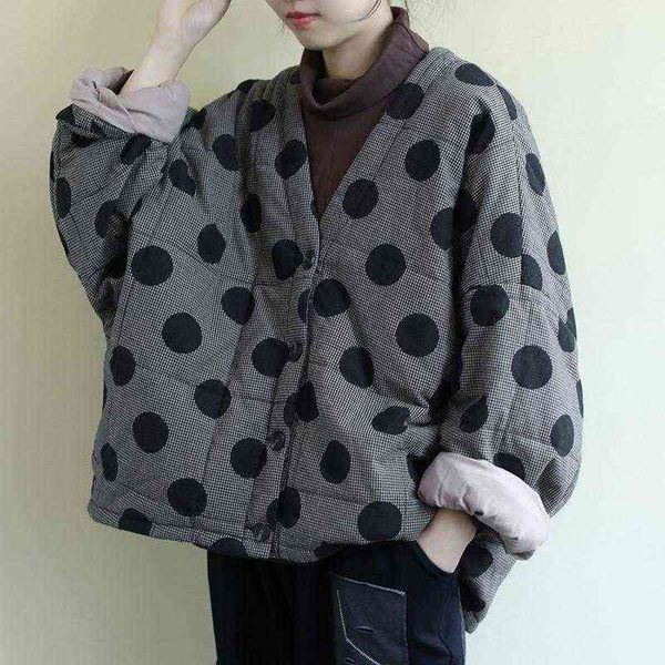 johnature women polka dot parkas v-neck bat sleeve warm coats autumn button loose female clothes casual parkas coats 211130, Black
johnature women polka dot parkas v-neck bat sleeve warm coats autumn button loose female clothes casual parkas coats 211130, Black