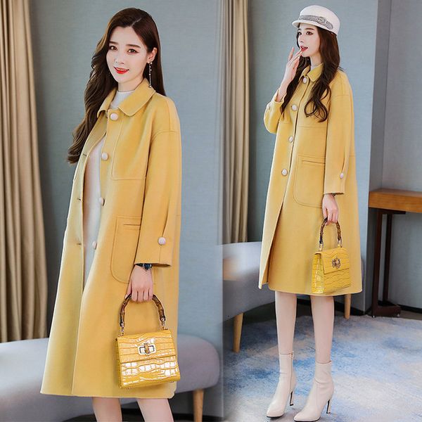 new autumn and female winter large women's section long solid nizi wool coat nu8t, Black
new autumn and female winter large women's section long solid nizi wool coat nu8t, Black