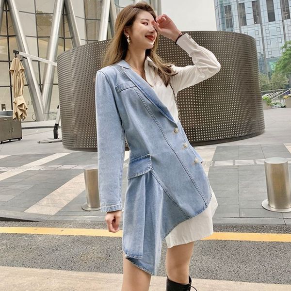 women's jackets net red celebrities age-reducing stitching denim irregular dress 2021 personality fake two piece female ar0a, Black;brown
women's jackets net red celebrities age-reducing stitching denim irregular dress 2021 personality fake two piece female ar0a, Black;brown