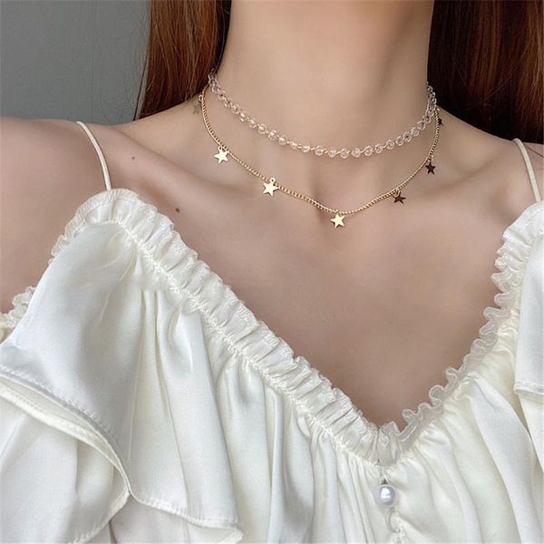 chic tassel short necklace double layer star pendant clavicle chains temperament crystal choker jewelry women, Golden;silver
chic tassel short necklace double layer star pendant clavicle chains temperament crystal choker jewelry women, Golden;silver