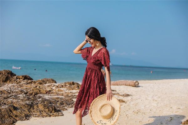 maternity dresses summer holiday lace embroidery wine red beach style women v-neck mini dress ladies clothing, White
maternity dresses summer holiday lace embroidery wine red beach style women v-neck mini dress ladies clothing, White