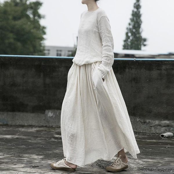 casual dresses johnature women vintage bandage o-neck long sleeve 2021 autumn beige white clothes plain, Black;gray
casual dresses johnature women vintage bandage o-neck long sleeve 2021 autumn beige white clothes plain, Black;gray