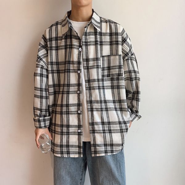 2021 brand spring autumn long sleeves new plaid collar black korea style shirt for men's clothes p9s0, White;black
2021 brand spring autumn long sleeves new plaid collar black korea style shirt for men's clothes p9s0, White;black