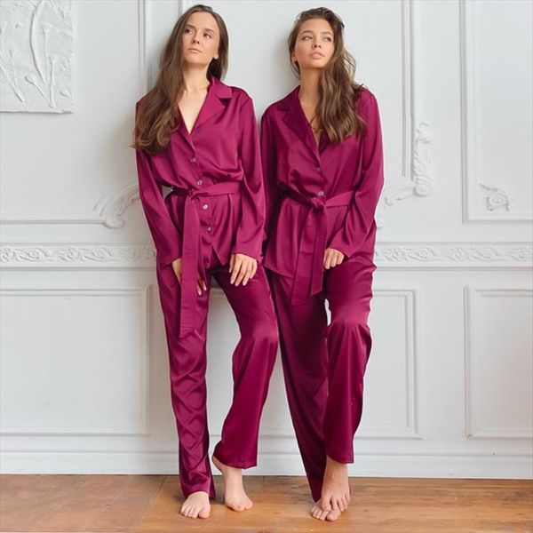 satin pajamas silk pure color womens sleepwears long sleeve two piece set sashes red pink clothing spring, Black;red
satin pajamas silk pure color womens sleepwears long sleeve two piece set sashes red pink clothing spring, Black;red