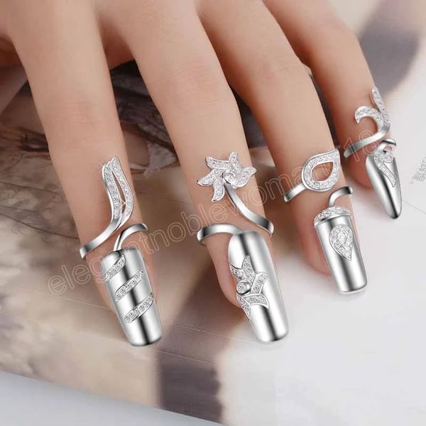 fashion nail cover rings women adjustable shiny zircon rhinestones finger end ring nail protective cover party jewelry gifts, Silver
fashion nail cover rings women adjustable shiny zircon rhinestones finger end ring nail protective cover party jewelry gifts, Silver