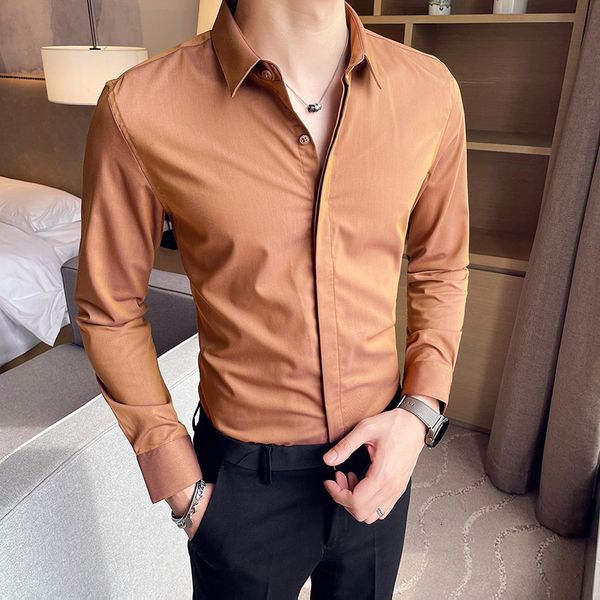new estilo britnico primavera nova manga longa camisa do vestido roupas masculinas 2021 simples slido magro ajuste casual blusa homme plus h, Black;brown
new estilo britnico primavera nova manga longa camisa do vestido roupas masculinas 2021 simples slido magro ajuste casual blusa homme plus h, Black;brown