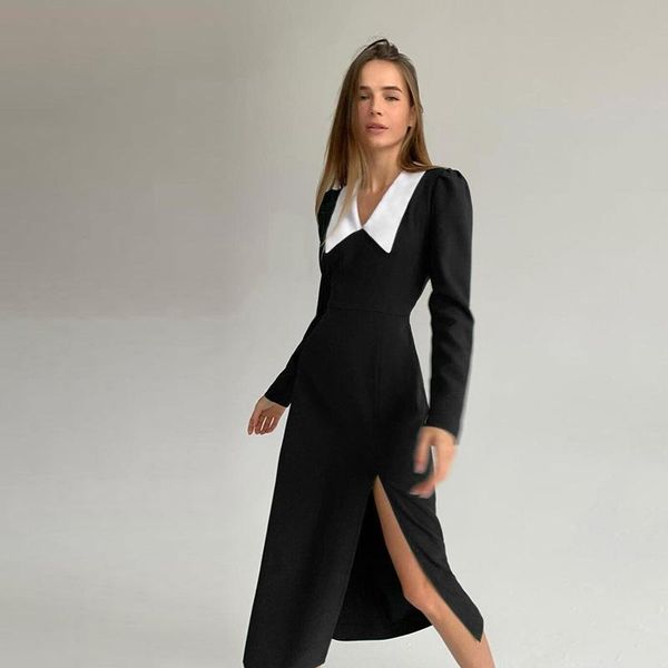 casual dresses sweet sailor collar long sleeve midi dress color contrast patchwork slim party with split elegant women clothes, Black;gray
casual dresses sweet sailor collar long sleeve midi dress color contrast patchwork slim party with split elegant women clothes, Black;gray