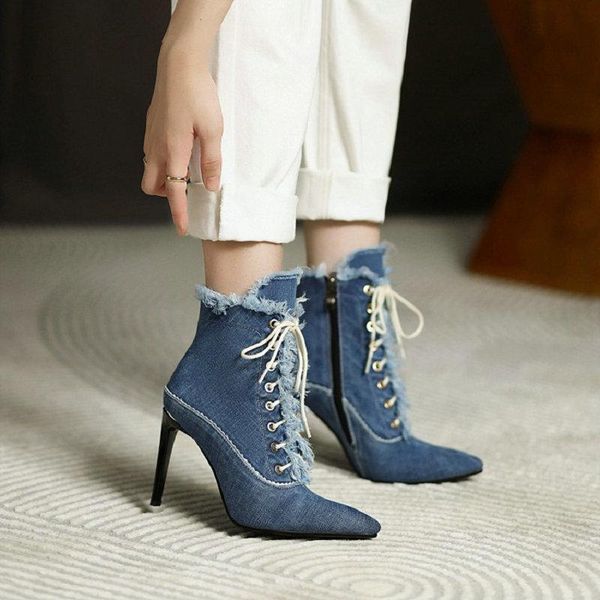 boots zawsthia 2021 brushed denim jeans woman shoes pointed toe 9.5cm thin high heels stilettos women ankle small size 33, Black
boots zawsthia 2021 brushed denim jeans woman shoes pointed toe 9.5cm thin high heels stilettos women ankle small size 33, Black