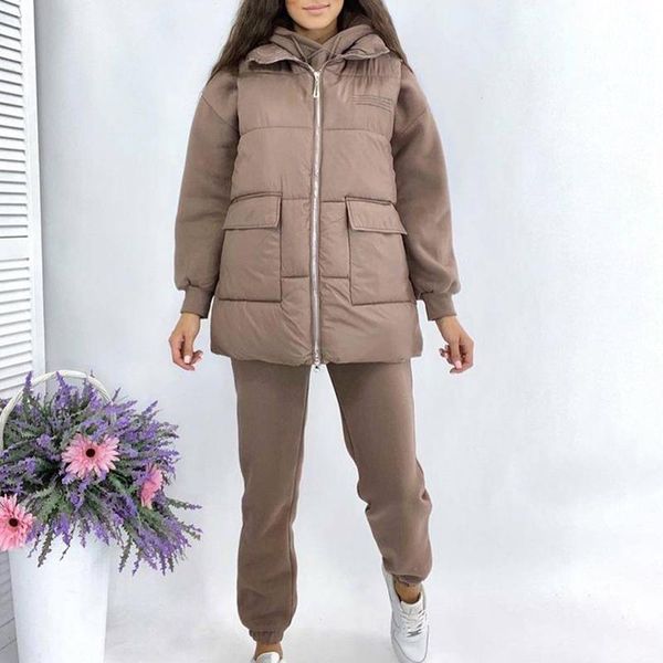 women's two piece pants novalya winter loose solid hoodies suits women fashion pockets vests suit elegant ankle banded female ladies, White
women's two piece pants novalya winter loose solid hoodies suits women fashion pockets vests suit elegant ankle banded female ladies, White