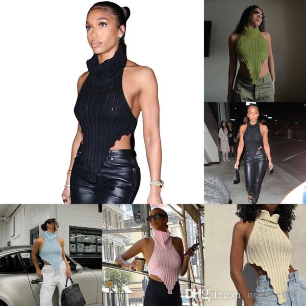 2022 spring tanks new womens designer clothing sleeveless rib knitted vest fashion high collar irregular inside with slim sweater, White
2022 spring tanks new womens designer clothing sleeveless rib knitted vest fashion high collar irregular inside with slim sweater, White