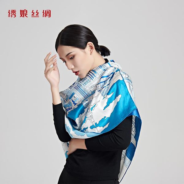 scarves xiuniang silk 100% mulberry women's spring and autumn, Blue;gray
scarves xiuniang silk 100% mulberry women's spring and autumn, Blue;gray