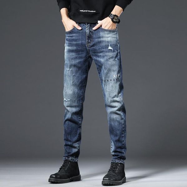 men's jeans fashion slim fit pants style black zippers cool trousers for men, Blue
men's jeans fashion slim fit pants style black zippers cool trousers for men, Blue