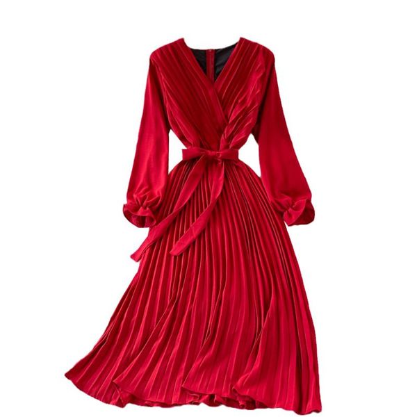 casual dresses spring autumn women v-neck long sleeve sashes slim dress korean fashion chic chiffon pleated, Black;gray
casual dresses spring autumn women v-neck long sleeve sashes slim dress korean fashion chic chiffon pleated, Black;gray
