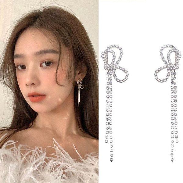 dangle & chandelier zircon bow tassel earrings plated crystal for women fashion jewelry wedding drop accessorie, Silver
dangle & chandelier zircon bow tassel earrings plated crystal for women fashion jewelry wedding drop accessorie, Silver