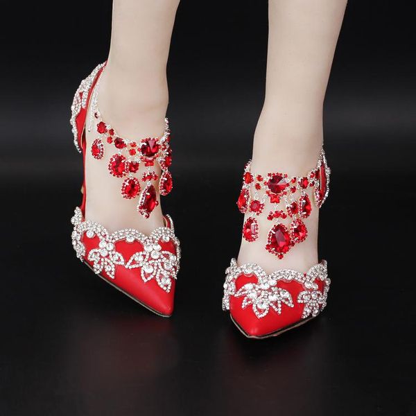 dress shoes summer rhinestone stiletto heels red wedding bride crystal white baotou women sandals, Black
dress shoes summer rhinestone stiletto heels red wedding bride crystal white baotou women sandals, Black