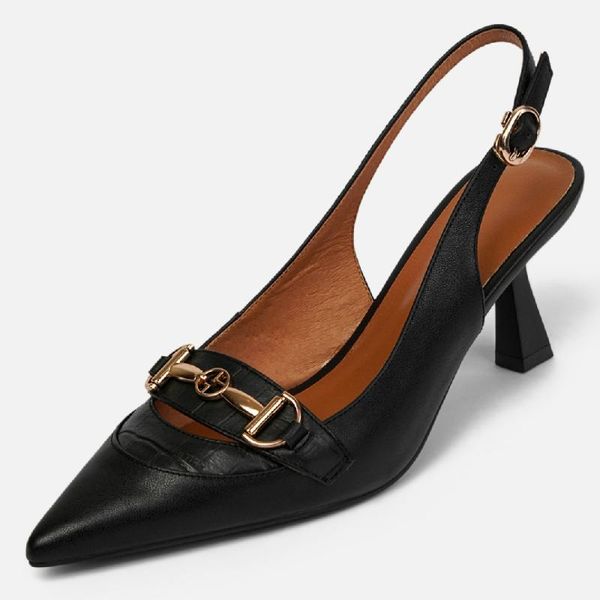 dress shoes women's genuine leather slingback pointed toe slip-on pumps elegant ladies thin high heel metal buckle slim daily, Black
dress shoes women's genuine leather slingback pointed toe slip-on pumps elegant ladies thin high heel metal buckle slim daily, Black