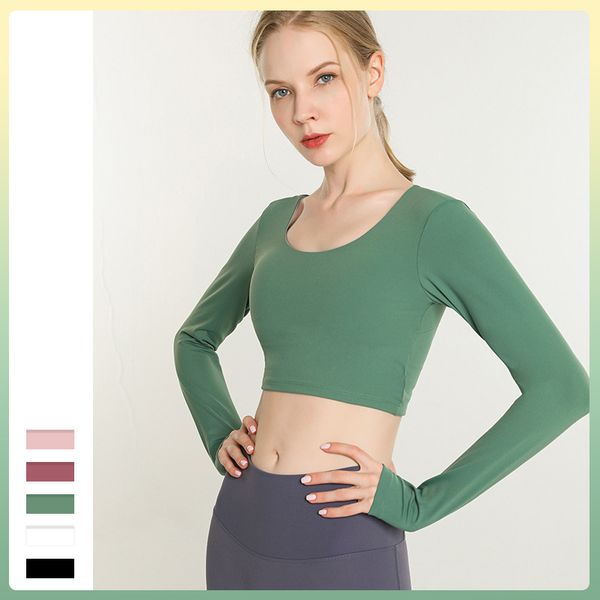 women backless crop long sleeve yoga shirt fitness gym shirts with chest pad seamless yoga thumb hole female sportswear, White;red
women backless crop long sleeve yoga shirt fitness gym shirts with chest pad seamless yoga thumb hole female sportswear, White;red
