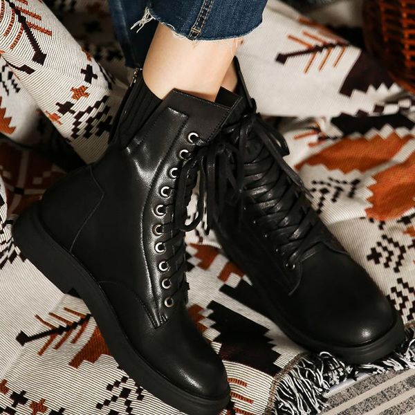boots 2021 autumn winter ankle for women med heels lace up platform shoes woman british style pu leather women's, Black
boots 2021 autumn winter ankle for women med heels lace up platform shoes woman british style pu leather women's, Black