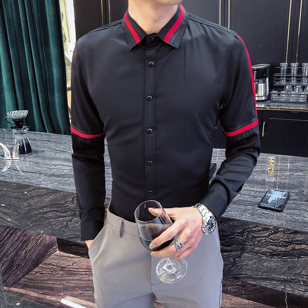 emendado new moda design manga longa camisas listradas para roupas masculinas simples clube magro ajuste blusa preto s0sq, Black;brown
emendado new moda design manga longa camisas listradas para roupas masculinas simples clube magro ajuste blusa preto s0sq, Black;brown