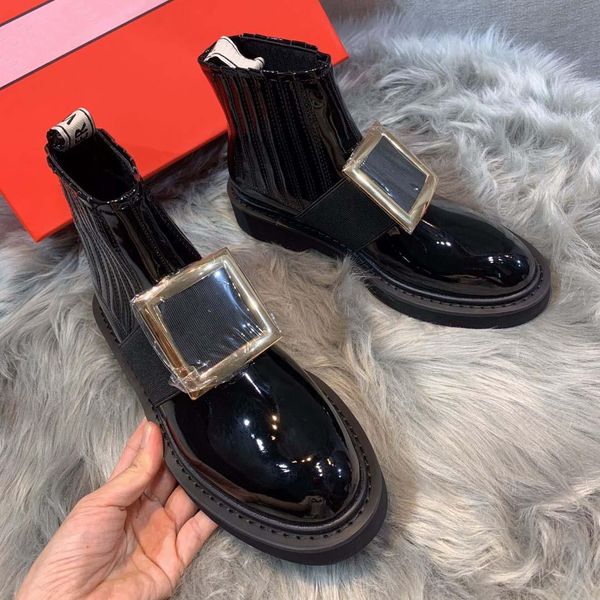 womens designer boots martin booties chelsea ankle boot with diamond buckle patent leather upper rubber sole, Black
womens designer boots martin booties chelsea ankle boot with diamond buckle patent leather upper rubber sole, Black