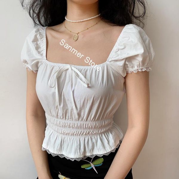 women's blouses & shirts white color women lace patchwork blouse square collar puff sleeve vintage elastic lace-up backless sweet short
women's blouses & shirts white color women lace patchwork blouse square collar puff sleeve vintage elastic lace-up backless sweet short