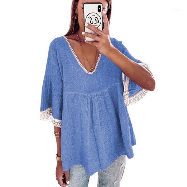 women's blouses & shirts 2021 spring and summer pure color lace shirt stitching five-point sleeve women large size blouse, White
women's blouses & shirts 2021 spring and summer pure color lace shirt stitching five-point sleeve women large size blouse, White