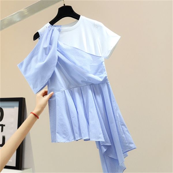 long, ragged for female 2021 korean style loose-fitting plied off the striped shoulder short sleeve shirt femme blouses 8fop, Black
long, ragged for female 2021 korean style loose-fitting plied off the striped shoulder short sleeve shirt femme blouses 8fop, Black
