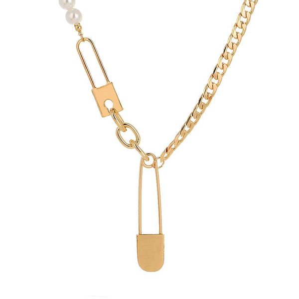 chokers srcoi fashion unique paper clip safety pin pendent imitation pearl asymmetric cuban chain long necklace jewelry accessory, Golden;silver
chokers srcoi fashion unique paper clip safety pin pendent imitation pearl asymmetric cuban chain long necklace jewelry accessory, Golden;silver