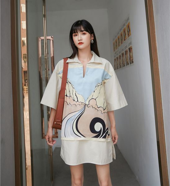 2021 new painting collar loose women summer mini shirt with slit short sleeve designer yellow korean fashion 2byb, Black;gray
2021 new painting collar loose women summer mini shirt with slit short sleeve designer yellow korean fashion 2byb, Black;gray