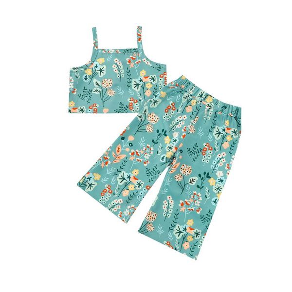 clothing sets 2021 fashion girls summer floral outfits sweet camisole trousers suit cropped sling + trumpet long pants for kids 1-5y, White
clothing sets 2021 fashion girls summer floral outfits sweet camisole trousers suit cropped sling + trumpet long pants for kids 1-5y, White