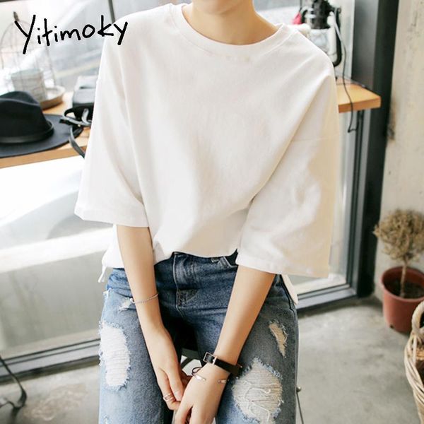 women's t-shirt yitimoky woman tshirts half sleeve loose solid t shirt korean fashion girls clothing summer cotton black white o-neck
women's t-shirt yitimoky woman tshirts half sleeve loose solid t shirt korean fashion girls clothing summer cotton black white o-neck