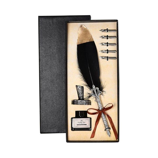 vintage feather quill dip pen fountain pens with ink +5 nibs set stationery gift
vintage feather quill dip pen fountain pens with ink +5 nibs set stationery gift