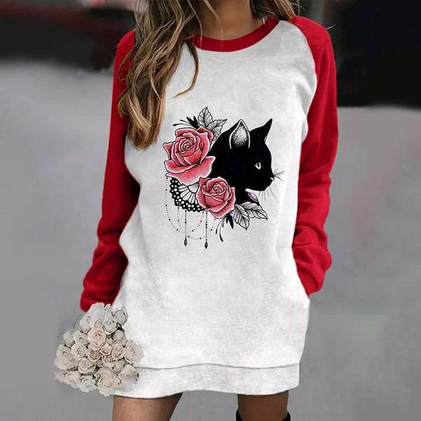 casual dresses 2021 womens' colorblock pullover dress with pocket ladies long sleeve cat print sweatshirts autumn vestido, Black;gray
casual dresses 2021 womens' colorblock pullover dress with pocket ladies long sleeve cat print sweatshirts autumn vestido, Black;gray