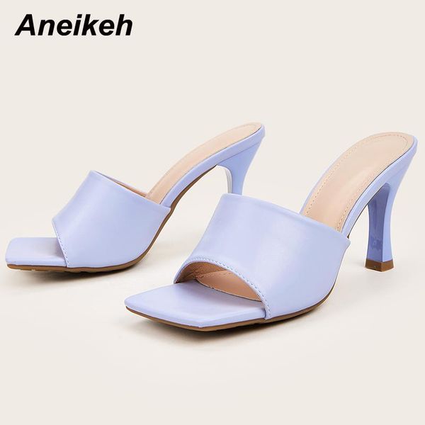 slippers aneikeh 2021 women shoes summer solid stiletto heels peep toe pu outside shallow slides elegant party concise blue, Black
slippers aneikeh 2021 women shoes summer solid stiletto heels peep toe pu outside shallow slides elegant party concise blue, Black