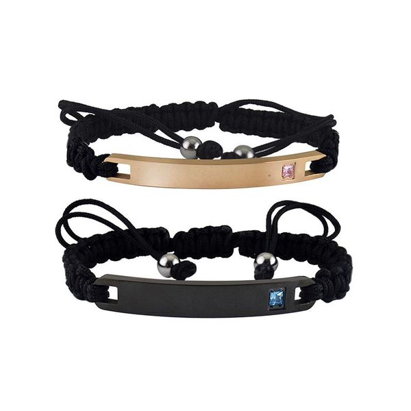 link, chain bohemian hand woven rope bracelet with blue color cubic zirconia boho jewelry for women fashion stainless steel men bangles 2021, Black
link, chain bohemian hand woven rope bracelet with blue color cubic zirconia boho jewelry for women fashion stainless steel men bangles 2021, Black