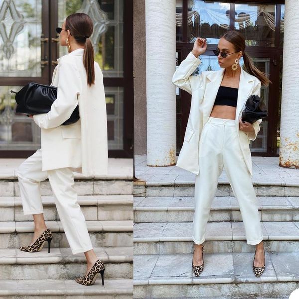 women's two piece pants fashion notched lapel women suits deep v neck pocket blazer pencil 2 pieces sets office lady casual daily wear, White
women's two piece pants fashion notched lapel women suits deep v neck pocket blazer pencil 2 pieces sets office lady casual daily wear, White