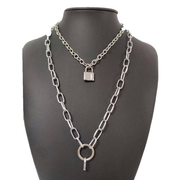chokers 10pcs/ lot rock men necklace iron aluminium two metal chain padlock for women jewelry gift drop, Golden;silver
chokers 10pcs/ lot rock men necklace iron aluminium two metal chain padlock for women jewelry gift drop, Golden;silver